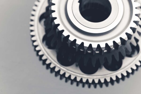 gear wheel steel on gray background