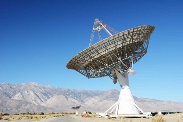 Satellite dishes in desert